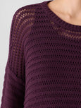 Eileen Fisher Peruvian Organic Cotton cord Crewneck Sweater in Blackberry