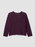 Eileen Fisher Peruvian Organic Cotton cord Crewneck Sweater in Blackberry
