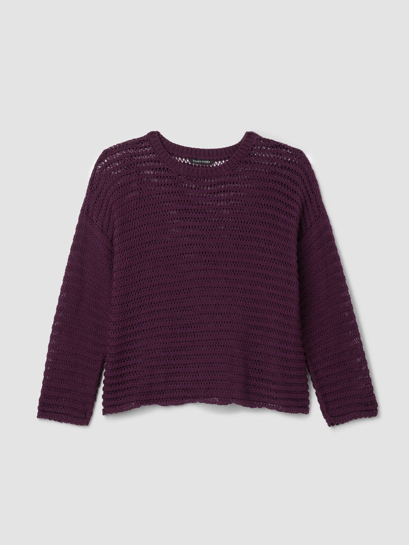 Eileen Fisher Peruvian Organic Cotton cord Crewneck Sweater in Blackberry