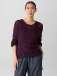 Eileen Fisher Peruvian Organic Cotton cord Crewneck Sweater in Blackberry