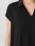 Eileen Fisher Fine Str Jersey Classic Collar K/L Dress in Black