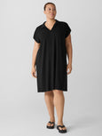 Eileen Fisher Fine Str Jersey Classic Collar K/L Dress in Black