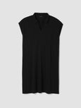 Eileen Fisher Fine Str Jersey Classic Collar K/L Dress in Black