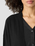 Eileen Fisher Organic Linen Cotton Long Open Cardigan in Black