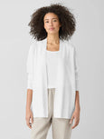 Eileen Fisher Organic Linen Cotton Long Open Cardigan in White