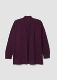 Eileen Fisher Purple cardigan on a light gray background
