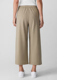 back view Eileen Fisher plus size Organic Cotton Stretch Jersey Wide Crop Pant in color twig