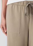 close up front view Eileen Fisher plus size Organic Cotton Stretch Jersey Wide Crop Pant in color twig