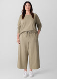 front view Eileen Fisher plus size Organic Cotton Stretch Jersey Wide Crop Pant in color twig