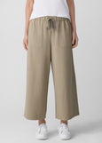 front view Eileen Fisher plus size Organic Cotton Stretch Jersey Wide Crop Pant in color twig
