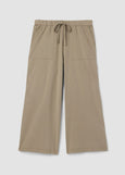 front view Eileen Fisher plus size Organic Cotton Stretch Jersey Wide Crop Pant in color twig