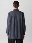 Eileen Fisher Airy Organic Cotton Twill Classic Collar Easy Shirt in Denim
