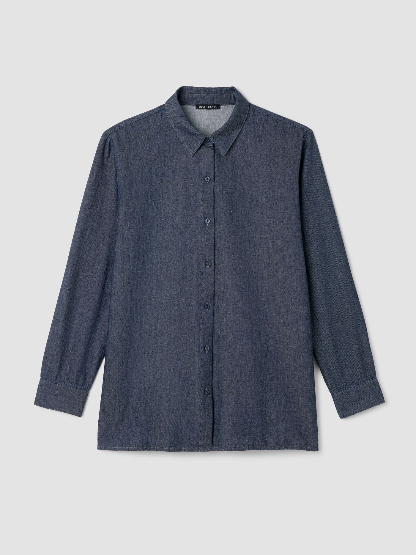 Eileen Fisher Airy Organic Cotton Twill Classic Collar Easy Shirt in Denim