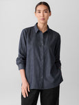 Eileen Fisher Airy Organic Cotton Twill Classic Collar Easy Shirt in Denim