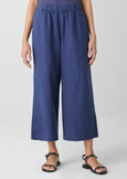 front view of Eileen Fisher organic linen plus size ankle pant in color bluette