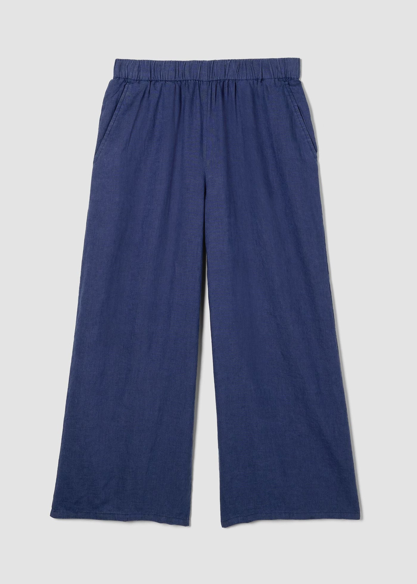 front view of Eileen Fisher organic linen plus size ankle pant in color bluette