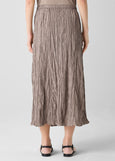 back view of plus size Eileen Fisher Crushed silk Pull on Skirt in Cocoa