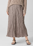 Front view of plus size Eileen Fisher Crushed silk Pull on Skirt in Cocoa