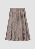 Front view of plus size Eileen Fisher Crushed silk Pull on Skirt in Cocoa