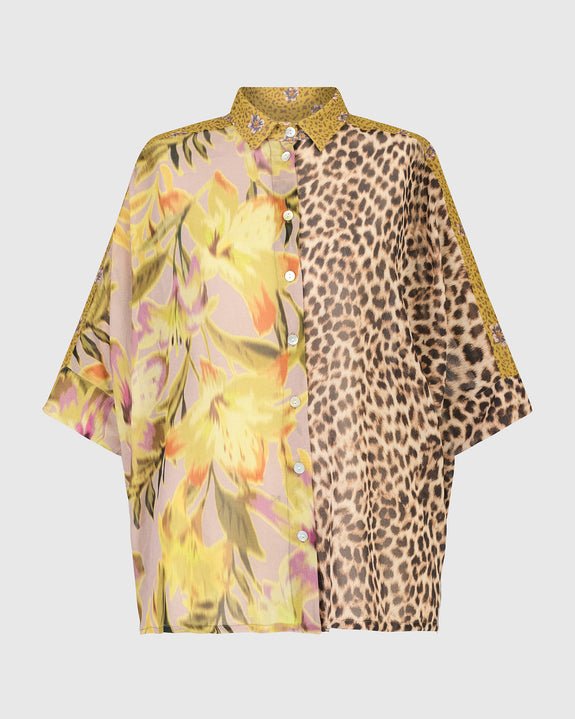Alembika Mix Lilly/Animal Print shirt with Elbow Sleeve
