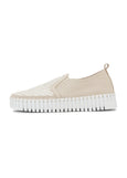 side view of Ilse Jacobsen Tulip Slip on Mixed Textile Platform in Kit White