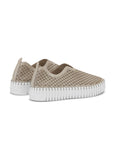 back side view of Ilse Jacobsen Platform Pearl Microfiber Laser Cut Slip on in Silver/White