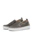 front view of Ilse Jacobsen microfiber upper Slip on Platform in Smoked Pearl
