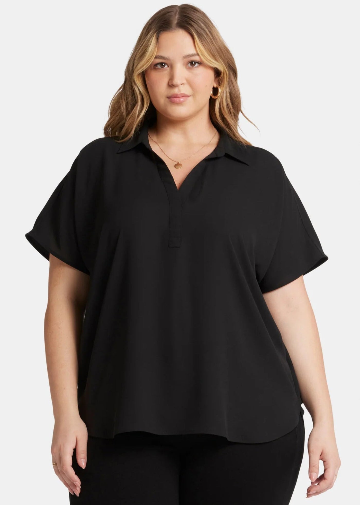 NYDJ Short Sleeve Becky Blouse in Black