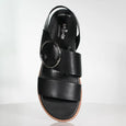 top view of Minx Willa Wellness Leather Sandal with round Buckle in Black