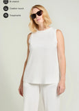 front view of plus size Luisa Viola A-line Jersey Tank with Side Slits in Milk