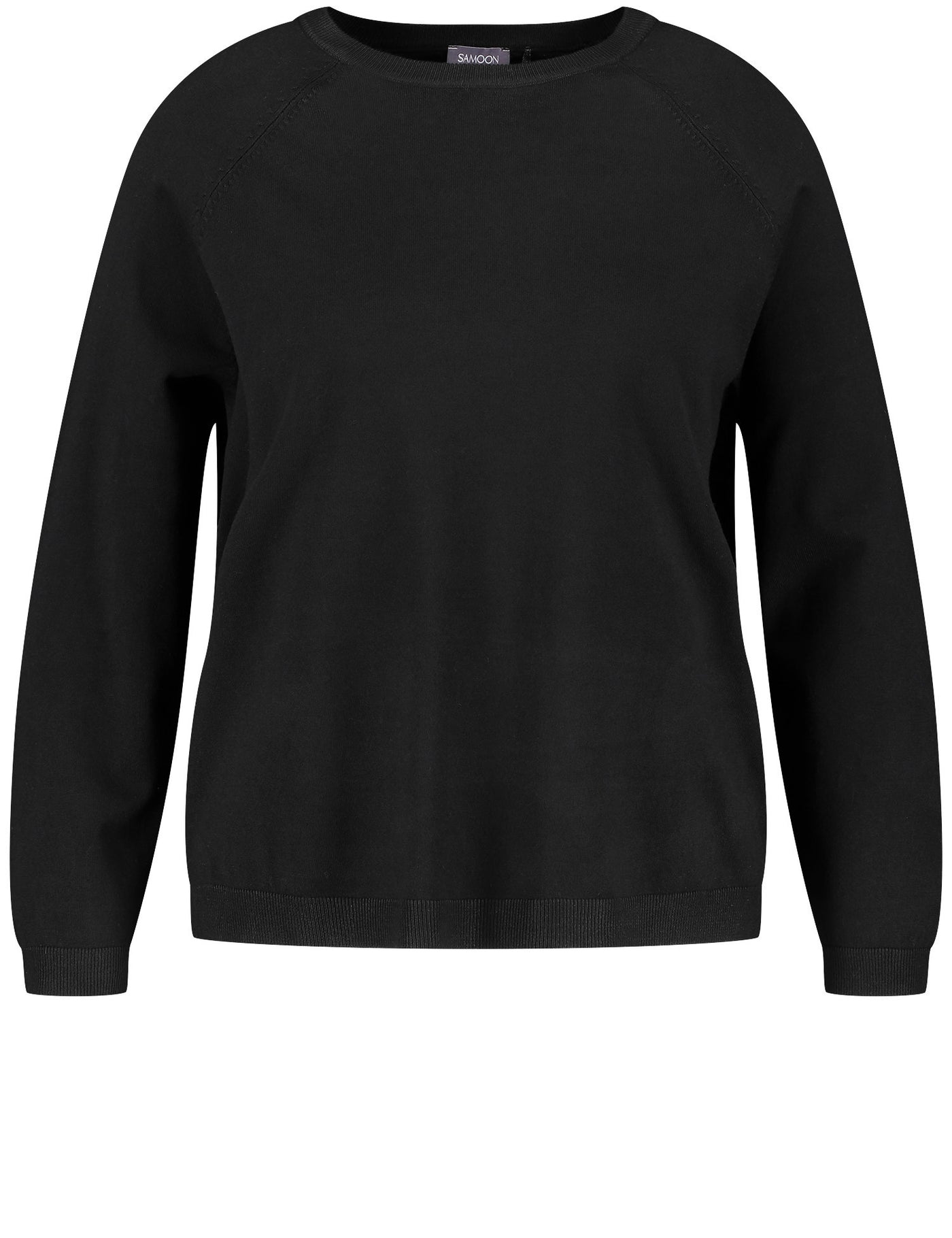 Samoon Long Sleeve Crewneck Sweater in Black
