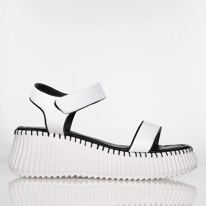 side view of Minx Blake Platform Sandal in White