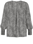 Samoon V-Neck Dot Print Blouse with Elastic Cuff
