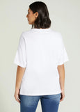 back view of plus size Luisa Viola Short Sleeve Cotton Bianco Tee in White