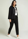 front view of plus size Luisa Viola Zip Front Hoodie in Black