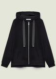 front view of plus size Luisa Viola Zip Front Hoodie in Black