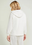 back view of plus size Luisa Viola Zip Front Hoodie in Milk