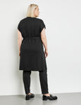 Samoon Knit Long Vest With Cap sleeve & Self Belt in Black