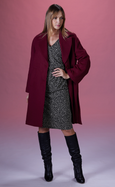 Luisa Viola Notch Lapel Button Front Coat with Deep Side Slits