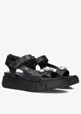 Nero Giardini Tamigi Sandal with Velcro Strap and Jewel Detail in Black