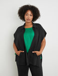 Samoon Knit Cap sleeve Poncho Vest in Black