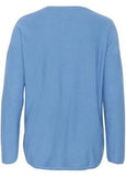 back view of Part Two Iliviasa Cotton/Cashmere Curved Hem Sweater in Silver Lake Blue
