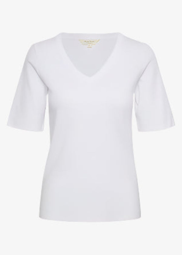 Part Two Organic Cotton V-Neck Ratansa Short Sleeve Tee in Bright White