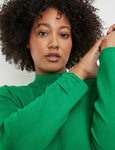 Samoon Long Sleeve Turtleneck with Ribbed Trim in Green