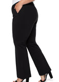 side view of plus size Liverpool Kelsey Super Stretch Ponte Flare Trouser in Black