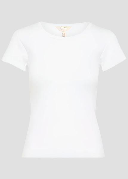 Part Two Short Sleeve Scoopneck Ribbed Tee in Bright White