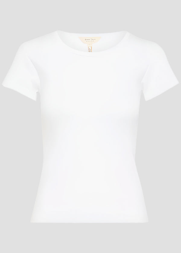 Part Two Short Sleeve Scoopneck Ribbed Tee in Bright White