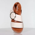top view of Minx Willa Wellness Leather Sandal with round Buckle in Bone