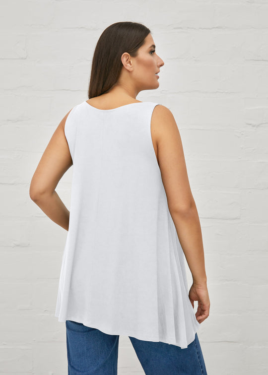back of plus size Mat Basic V Neck Jersey A Line Tank in White