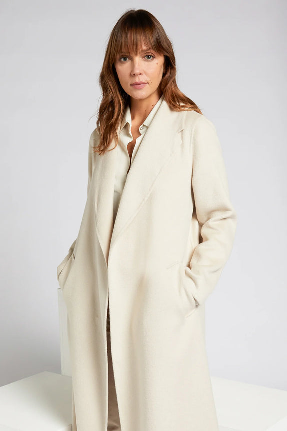 Luisa Viola Long Doubleface Coat with Wide Lapel